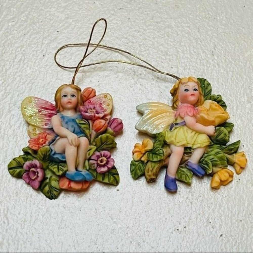 Angel Ceramic Figurine Hanging Ornament Decor Christmas Holiday‎ Flowers Gift